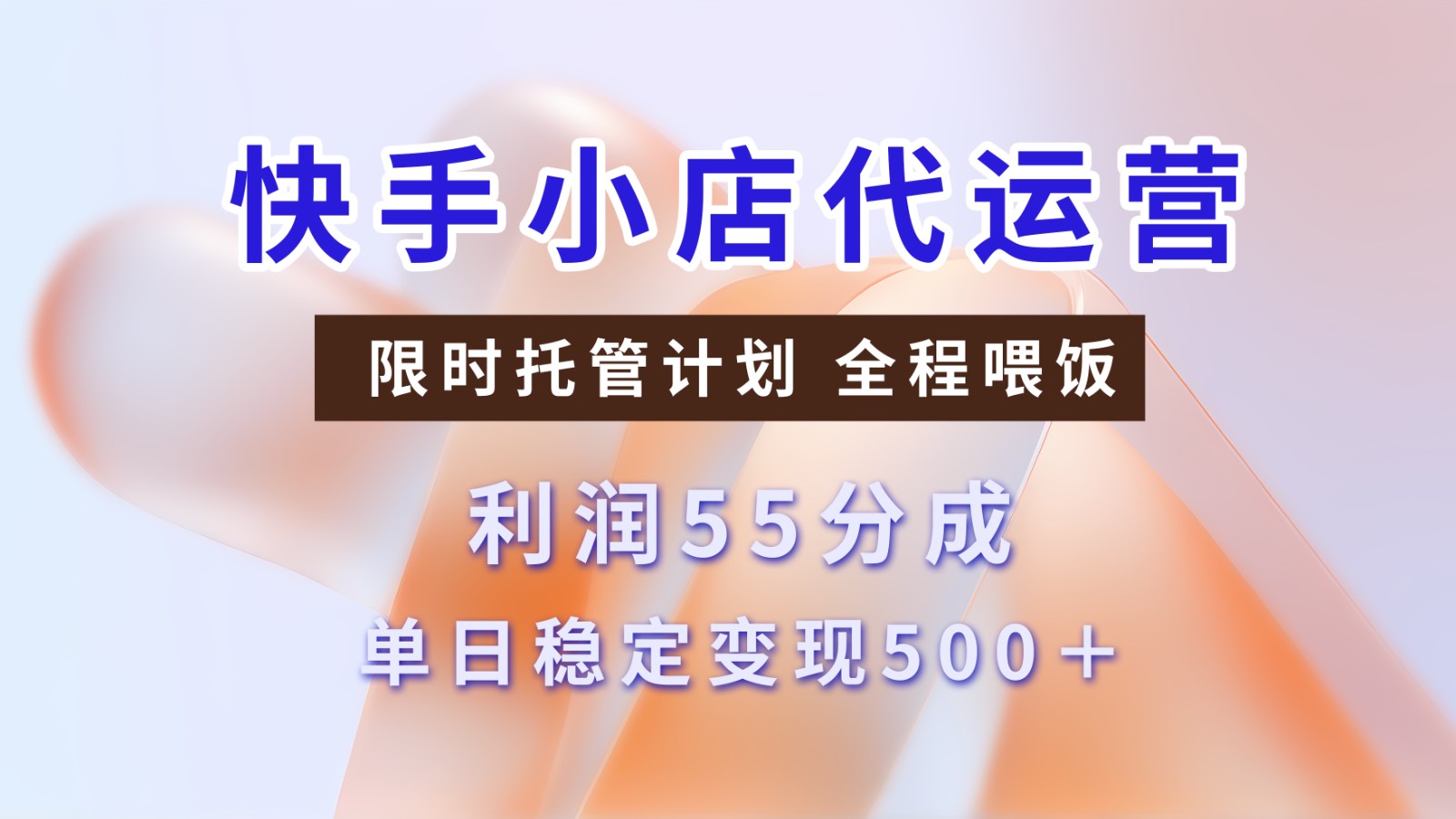（2.14）快手小店代运营，限时托管计划，收益55分，单日稳定变现500+