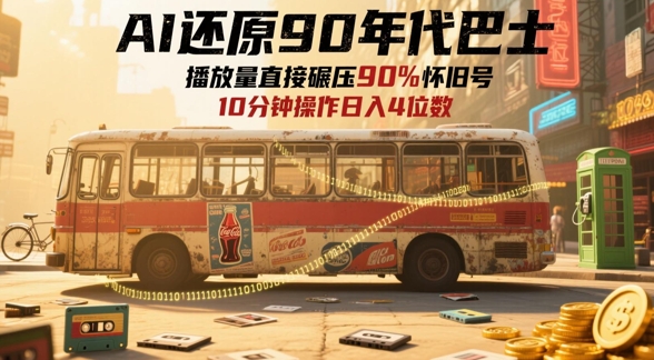 （5.18）AI还原90年代巴士，一帧就让70后泪崩，播放量直接碾压90%怀旧号，每天操作十分钟，日入四位数