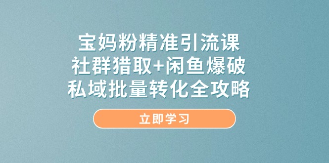 （5.20）宝妈粉精准引流课，社群猎取+闲鱼爆破，私域批量转化全攻略