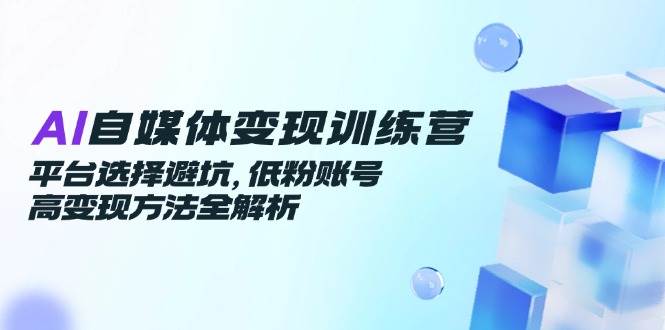 （6.5）AI自媒体变现训练营，平台选择避坑，低粉账号高变现方法全解析