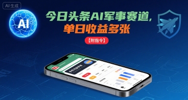 （8.31）今日头条AI军事赛道，单日收益多张 ，手机可做【附指令】