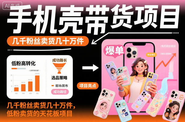 （11.21）手机壳带货项目，几千粉丝卖货几十万件，短视频低粉卖货的天花板项目