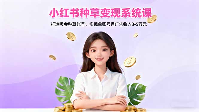 （11.7）小红书种草变现系统课：打造吸金种草账号，实现单账号月广告收入3-5万元
