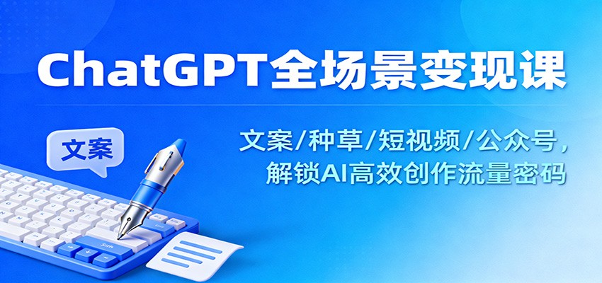 （11.25）ChatGPT全场景变现课：文案/种草/短视频/公众号，解锁AI高效创作流量密码