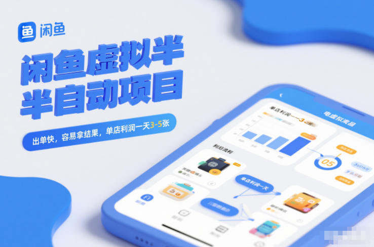 （12.29）闲鱼虚拟半自动项目，出单快，容易拿结果，单店利润一天3-5张