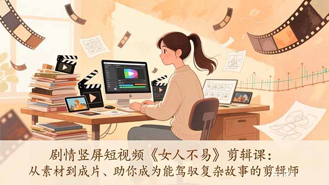 （26.2.8）剧情竖屏短视频《女人不易》剪辑课：从素材到成片、助你成为能驾驭复杂故事的剪辑师